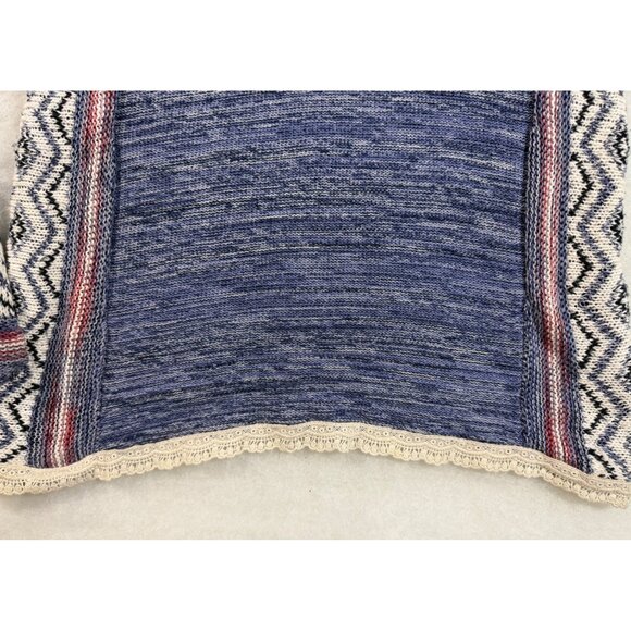 American Rag M Crochet Trim Boho Hoodie Sweater Multicolor Cotton Blend Indie - Picture 6 of 12